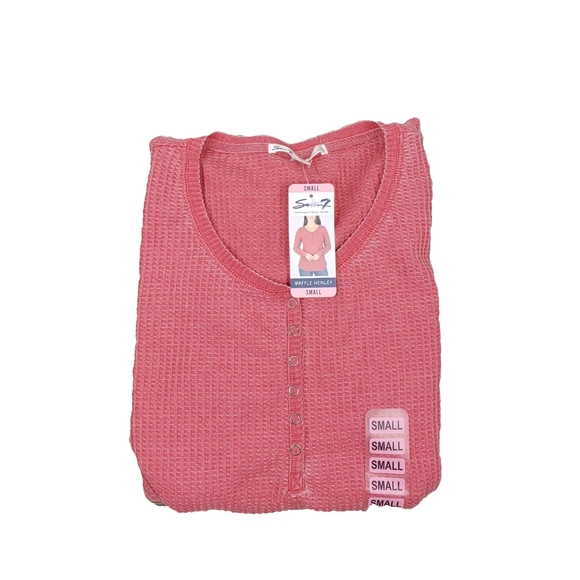 NWT Seven7 Ladies S.Various Colors Waffle Henley Long Sleeve Top - Picture 12 of 12